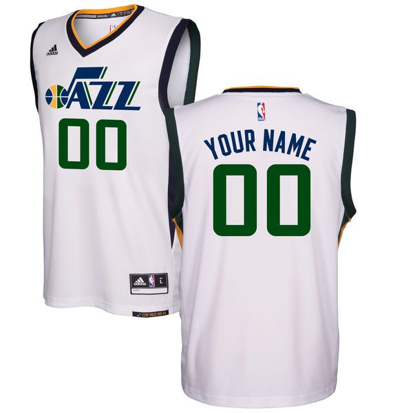 Men Utah Jazz Adidas White Home Replica Custom NBA Jersey